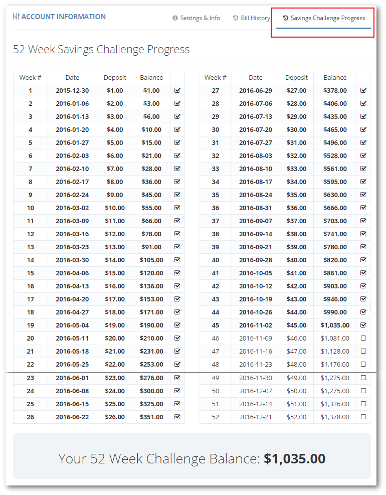 52 week challenge progress